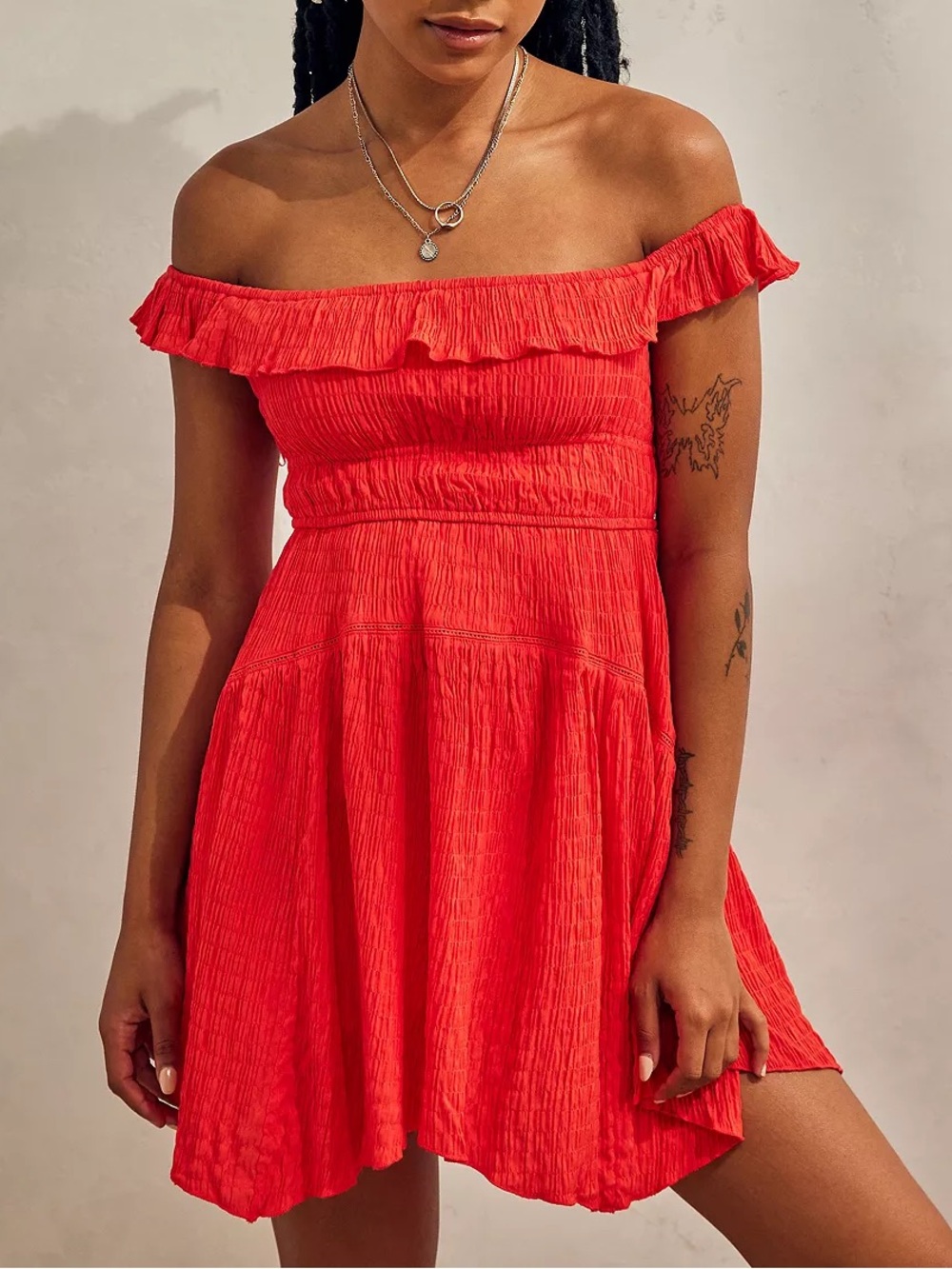 NWT Urban Outfitters Red Off-the-Shoulder Mini Dress